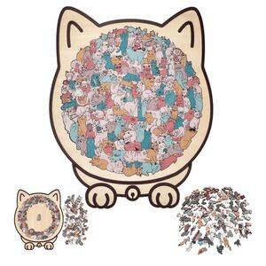 Cat Shaped Wooden Puzzle NIB
